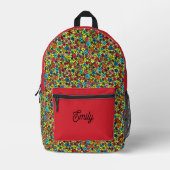 Retro bloemen, schattig personaliseerbaar bedrukte rugzak (Voorkant)