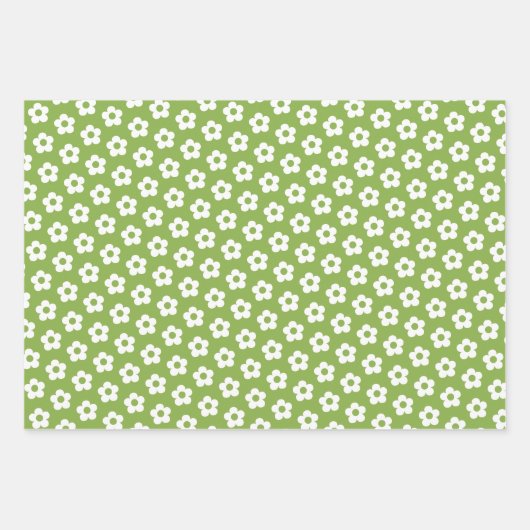 Retro Bloemen Schattigee Cartoon Daisy Pattern Inpakpapier Vel (Voorkant)