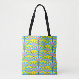Retro bloemen serie geel tote bag