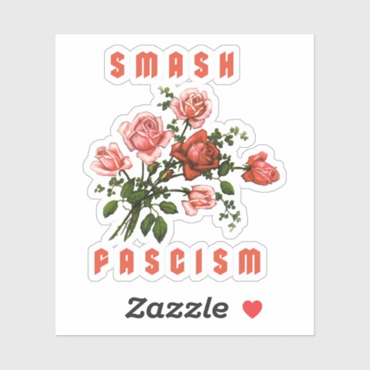 Retro Bloemen - Smash Fascism Sticker (Vel)