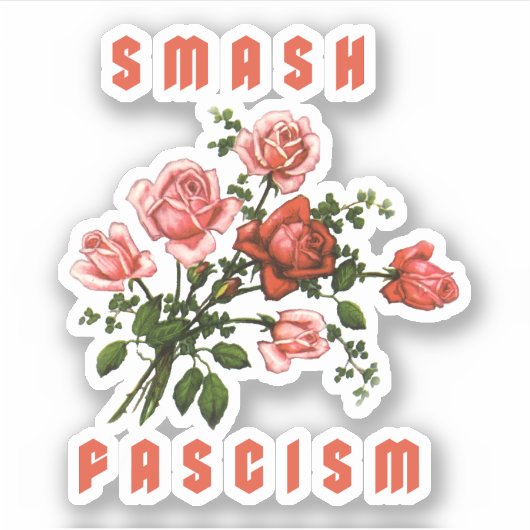 Retro Bloemen - Smash Fascism Sticker (Voorkant)