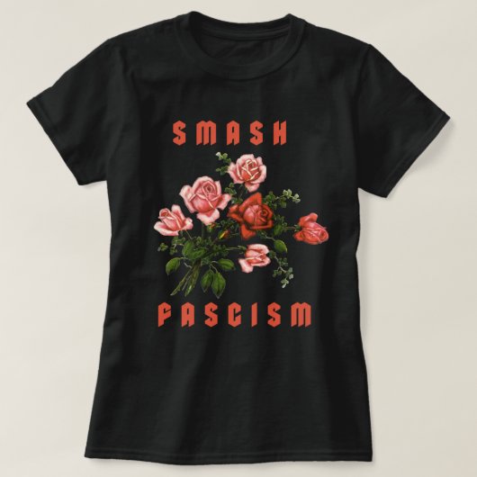 Retro Bloemen - Smash Fascism T-shirt (Design voorkant)