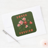 Retro Bloemen - Smash Fascism Vierkante Sticker (Envelop)