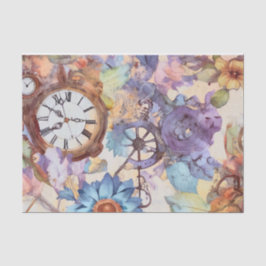 Retro Bloemen Steampunk Tissuepapier
