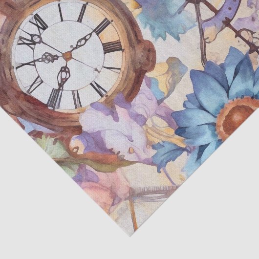 Retro Bloemen Steampunk Tissuepapier (Detail)