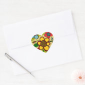 Retro Bloemen Stedelijke Kleuren Hart Sticker (Envelop)