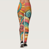 Retro Bloemen & Swirl Vrouwen Leggings (Achterkant)