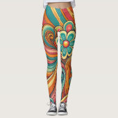 Retro Bloemen & Swirl Vrouwen Leggings (Voorkant)