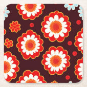 Retro bloemen thema feest kartonnen onderzetters (Voorkant)