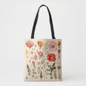Retro Bloemen Tote Bag (Voorkant)