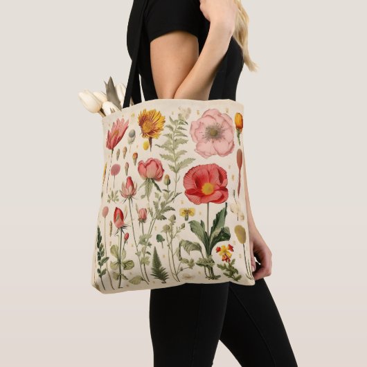 Retro Bloemen Tote Bag (Dichtbij)