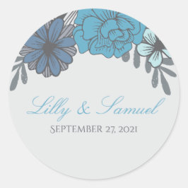 Retro Bloemen, Trouwstickers Ronde Sticker