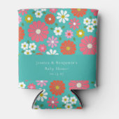 Retro Bloemen Turquoise Blauw Custom Baby shower Blikjeskoeler (Voorkant)