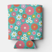 Retro Bloemen Turquoise Blauw Custom Baby shower Blikjeskoeler (Achterkant)