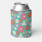 Retro Bloemen Turquoise Blauw Custom Baby shower Blikjeskoeler (Blikje Achterkant)