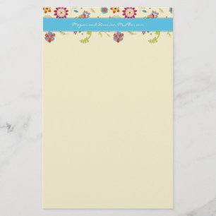 Retro bloemen · Turquoise · Stationery Briefpapier