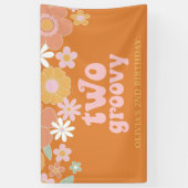 Retro Bloemen Twee Groovy 2e Verjaardag Banner (Verticaal)