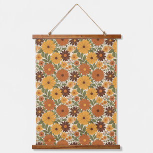 retro bloemen uit de jaren 70 hangend wandkleed