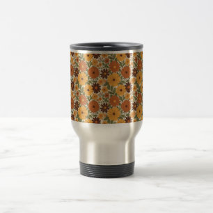 retro bloemen uit de jaren 70 reisbeker