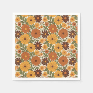 retro bloemen uit de jaren 70 servet