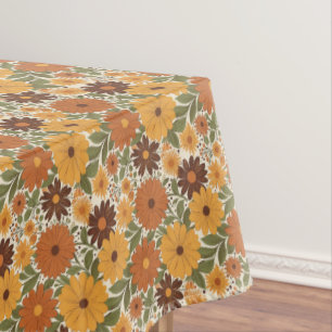 retro bloemen uit de jaren 70 tafelkleed