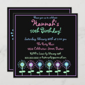 Retro Bloemen Uitnodiging (Voorkant / Achterkant)