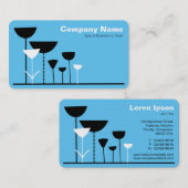 Retro Bloemen v2 - Hemelsblauw Visitekaartje (Voorkant / Achterkant)