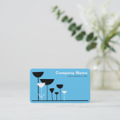 Retro Bloemen v2 - Hemelsblauw Visitekaartje (Staand voorkant)