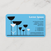 Retro Bloemen v2 - Hemelsblauw Visitekaartje (Achterkant)