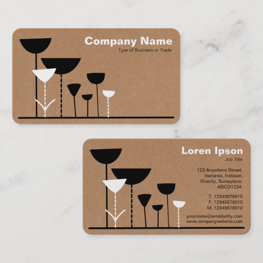 Retro Bloemen V2 - Kartonnen doos Achtergrond Visitekaartje (Voorkant / Achterkant)