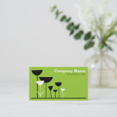 Retro Bloemen v2 - Martian Green Visitekaartje (Staand voorkant)