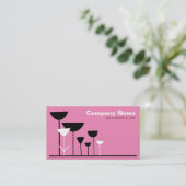 Retro Bloemen v2 - Roze Visitekaartje (Staand voorkant)