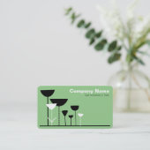 Retro Bloemen v2 - Sage Visitekaartje (Staand voorkant)