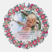 Retro Bloemen Vakantie krans Vrolijk Kerstfeest Fo Ornament Kaart (Achterkant)