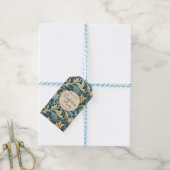  retro bloemen Verjaardag Artistic Blue Cadeaulabel (Met Touw)