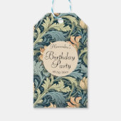  retro bloemen Verjaardag Artistic Blue Cadeaulabel (Voorkant)