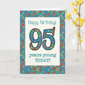Retro Bloemen Verjaardag Kaart 95 jaar Jong (Gele Bloem)