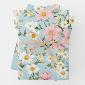 RETRO-BLOEMEN VERPAKKINGSPAPIER SET INPAKPAPIER VEL