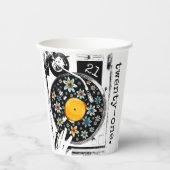 Retro Bloemen Vinyl Record Ontwerp Custom Verjaard Papieren Bekers (Voorkant)