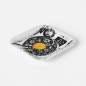 Retro Bloemen Vinyl Record Ontwerp Custom Verjaard Papieren Bordje (Gebogen)