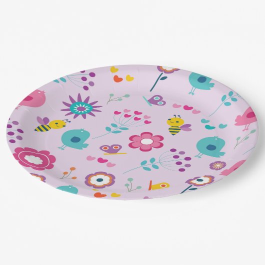 Retro Bloemen Vogel Dier Papier Bord (Gekanteld)