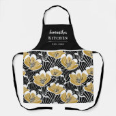 Retro Bloemen Vrouwen Naam Schort (Voorkant)