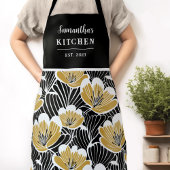 Retro Bloemen Vrouwen Naam Schort