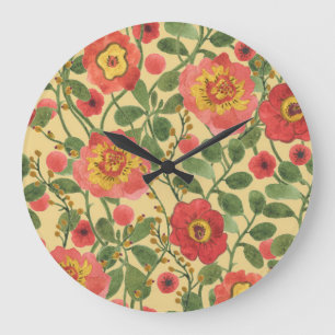 Retro Bloemen Waterverf: Tijdloze Elegantie Grote Klok