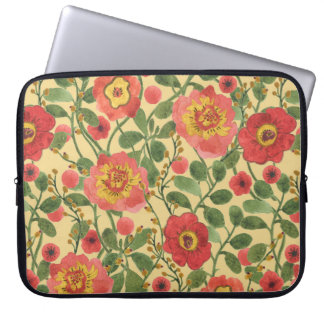 Retro Bloemen Waterverf: Tijdloze Elegantie Laptop Sleeve