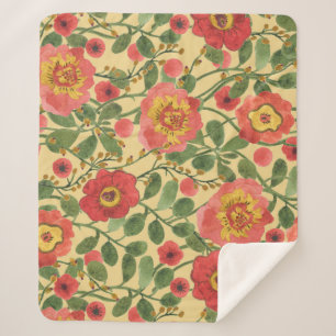 Retro Bloemen Waterverf: Tijdloze Elegantie Sherpa Deken