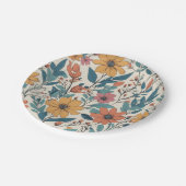 Retro Bloemen Wilde Bloem Patroon Papieren Bordje (Gekanteld)