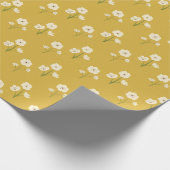 Retro Bloemen Wildflowers Gele Mosterd Cadeaupapier (Hoek)