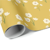 Retro Bloemen Wildflowers Gele Mosterd Cadeaupapier (Rol Hoek)