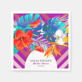 Retro Bloemen Zomer Tropisch Bruiloftsfeestje Servet